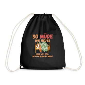 So müde wie heute war ich gestern mehr Sloth Fun - Turnbeutel - Schwarz - Vorne