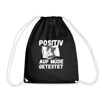 Positiv auf Müde getestet Katze Fun - Turnbeutel - Schwarz - Vorne