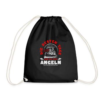 Die besten Tage sind die beim Angeln für Angler - Turnbeutel - Schwarz - Vorne