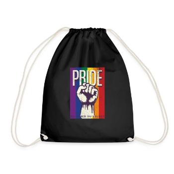 LGBT Mensch Regenbogen Faust | Bunte Liebe - Turnbeutel - Schwarz - Vorne