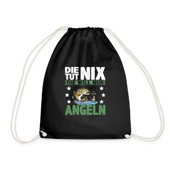 Damen Die tut nix die will nur angeln | Anglerin - Turnbeutel - Schwarz - Vorne