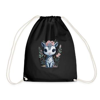 Cute Little Baby Happy Watercolor Zebra with - Turnbeutel - Schwarz - Vorne