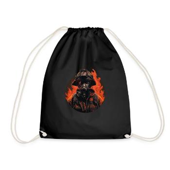 Feuerwehrmann - Design - Turnbeutel - Schwarz - Vorne