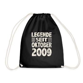 Oktober 2009 Legende seit 14 Jahren Mann Frau - Turnbeutel - Schwarz - Vorne