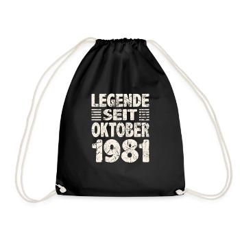 Oktober 1981 Legende seit 42 Jahren Mann Frau - Turnbeutel - Schwarz - Vorne