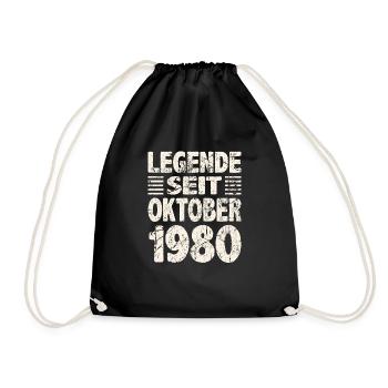 Oktober 1980 Legende seit 43 Jahren Mann Frau - Turnbeutel - Schwarz - Vorne