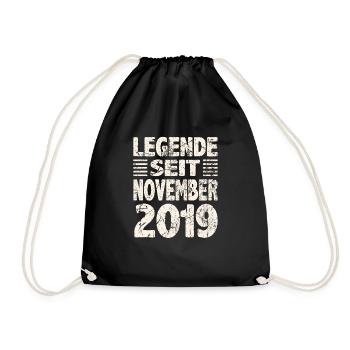 November 2019 Legende seit 4 Jahren Mann Frau - Turnbeutel - Schwarz - Vorne
