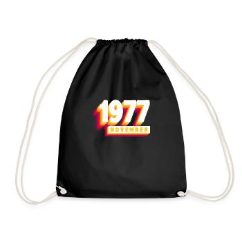 November 1977 46 Years Man Wife Birthday - Drawstring Bag - black - Front