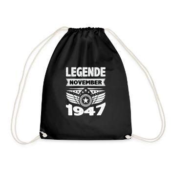 November 1947 Legend for 76 years man woman - Drawstring Bag - black - Front