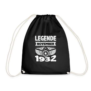 November 1932 Legend for 91 years man woman - Drawstring Bag - black - Front
