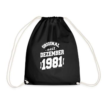 December 1981 Original for 42 years man woman - Drawstring Bag - black - Front