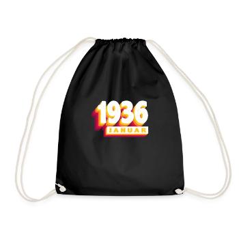 January 1936 0 88 years man woman birthday - Drawstring Bag - black - Front