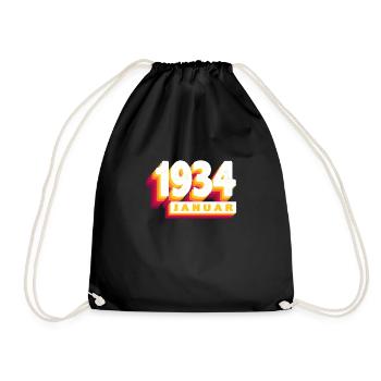 January 1934 0 90 years man wife birthday - Drawstring Bag - black - Front