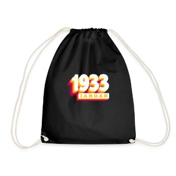 January 1933 0 91 years man woman birthday - Drawstring Bag - black - Front
