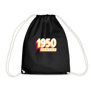 January 1950 0 74 years Man Woman Birthday - Drawstring Bag - black - Front