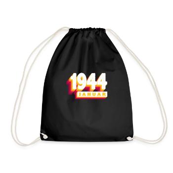 January 1944 0 80 years man wife birthday - Drawstring Bag - black - Front