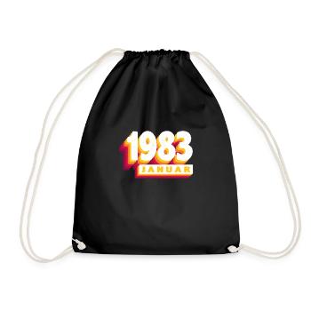 January 1983 0 41 years man woman birthday - Drawstring Bag - black - Front