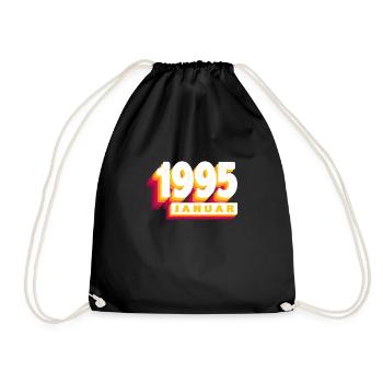 January 1995 0 29 years man woman birthday - Drawstring Bag - black - Front