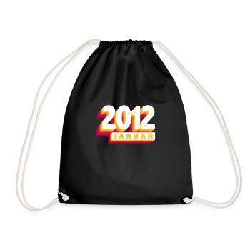 January 2012 0 12 Years Man Woman Birthday - Drawstring Bag - black - Front