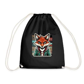 Retro Fox Hipster Design - Drawstring Bag - black - Front