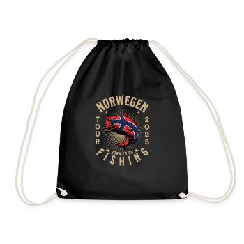 Norway Fishing Tour 2025 - Drawstring Bag - black - Front