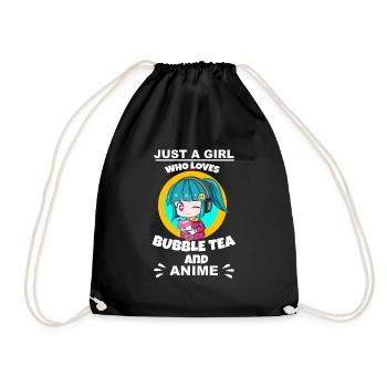 Bubble Tea Bubble Tee Mädchen Geschenk - Turnbeutel - Schwarz - Vorne