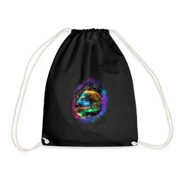 fish,colorful,sequins,graffiti,gold,metallic - Drawstring Bag - black - Front
