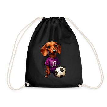 Dachshund Football - Drawstring Bag - black - Front