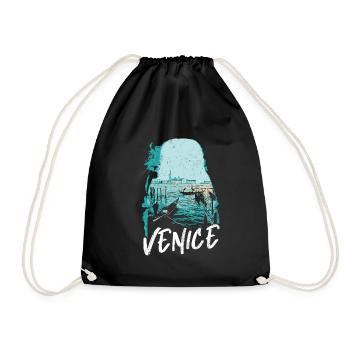 Venedig und seine Gondeln: Elegante Illustration - Turnbeutel - Schwarz - Vorne