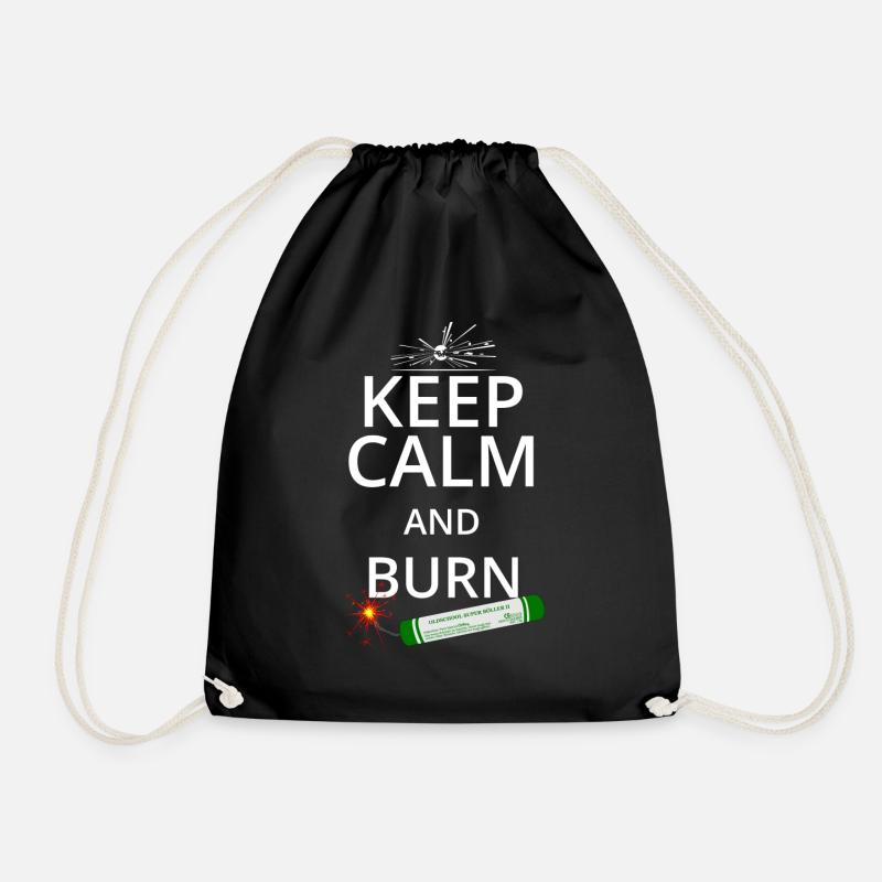 Pyro Silvester Feuerwerk Keep Calm - Turnbeutel - Schwarz