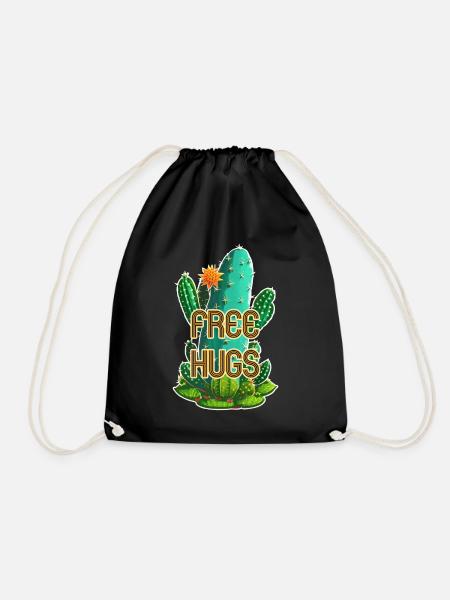 Free Hugs - Cactus - Drawstring Bag - black