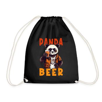 Panda Beer Beer Bear Funny Saying Humor Party - Drawstring Bag - black - Front