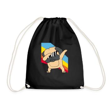 Retro Vintage Style Pop Art Dabbing Dab Pug Dog - Drawstring Bag - black - Front