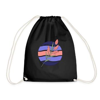 Minimal Blume Wellen Muster Urlaub Ferien Sommer - Turnbeutel - Schwarz - Vorne