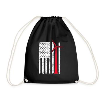 usa flag wind turbine Design for a usa enthusiast - Turnbeutel - Schwarz - Vorne