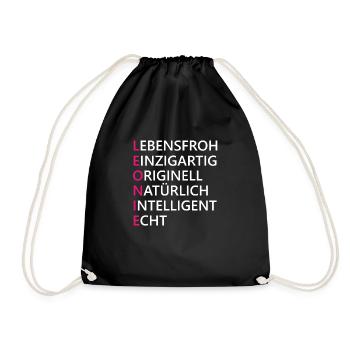 Leonie Name Geschenk - Turnbeutel - Schwarz - Vorne