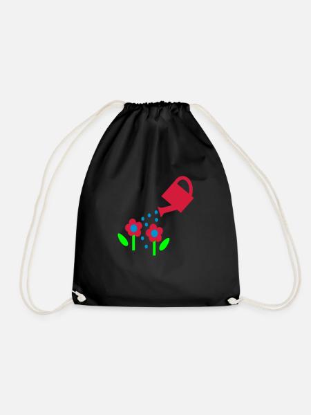 watering can - Drawstring Bag - black