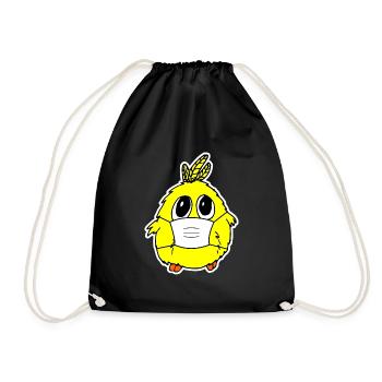 Chicken cute chick with mask cutie mask - Drawstring Bag - black - Front