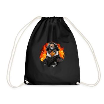 Penguin Fire Brigade - Drawstring Bag - black - Front
