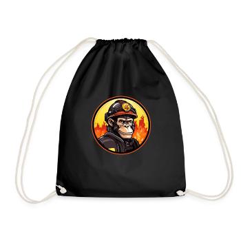 Feuerwehr Schimpanse - Turnbeutel - Schwarz - Vorne