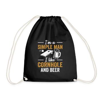 Einfacher Mann Cornhole und Bier - Turnbeutel - Schwarz - Vorne