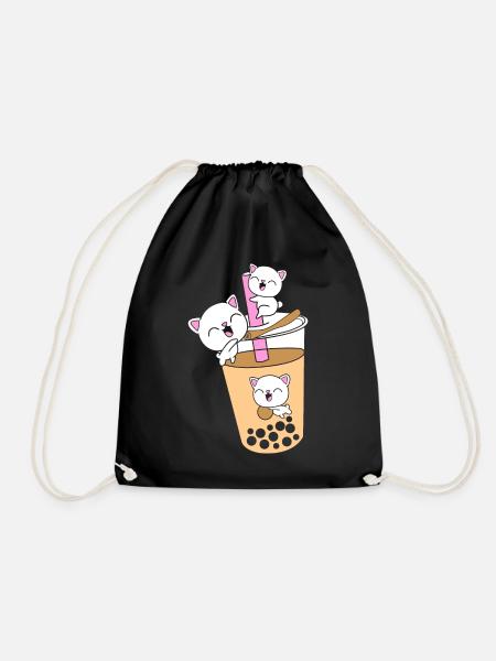 Boba Tee Bubble Tea Katze Kätzchen - Turnbeutel - Schwarz