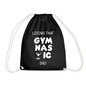 living that gymnastic dad - Drawstring Bag - black - Front