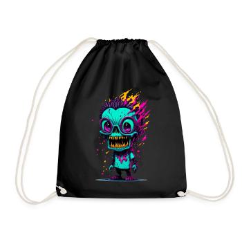 Bunter cooler Zombie - Turnbeutel - Schwarz - Vorne