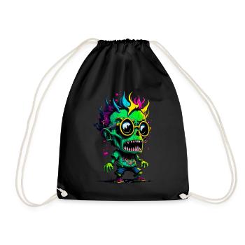 Bunter cooler Zombie - Turnbeutel - Schwarz - Vorne