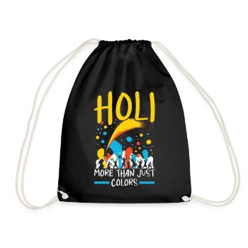 Happy Holi Greetings Hinduism Indian Festival - Drawstring Bag - black - Front