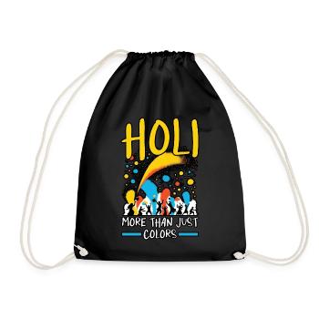 Happy Holi Greetings Hinduism Indian Festival - Drawstring Bag - black - Front