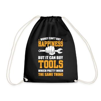 Money can't buy happiness, but you can't - Drawstring Bag - black - Front
