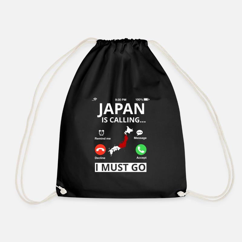 Japan Flag Nihon Japanese flag Japan is calli - Drawstring Bag - black
