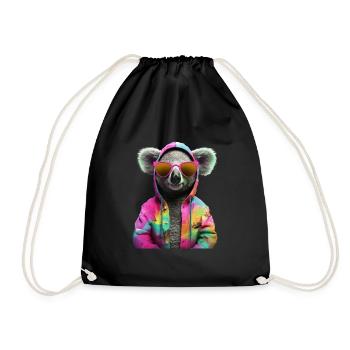 Koala mit Sonnenbrille Bunt Coole Koalabär - Turnbeutel - Schwarz - Vorne